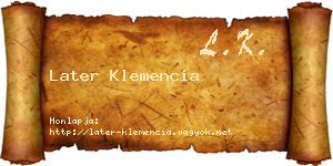 Later Klemencia névjegykártya